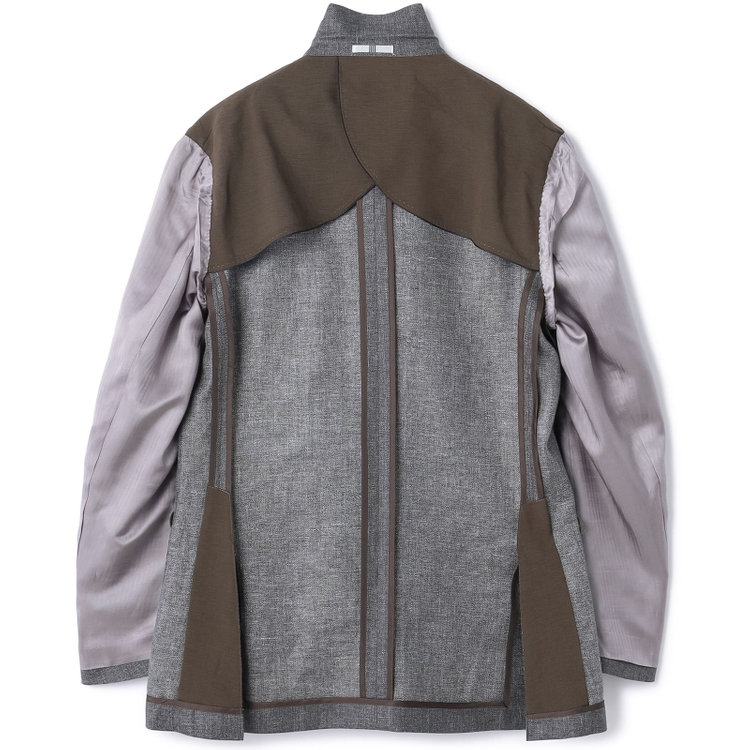 シルバーライン 【CLASSICO TAPERED】【春夏】リネンブレンド3釦段返りシングルジャケット/グレー/パッチポケット/MARZOTTO グレー中間