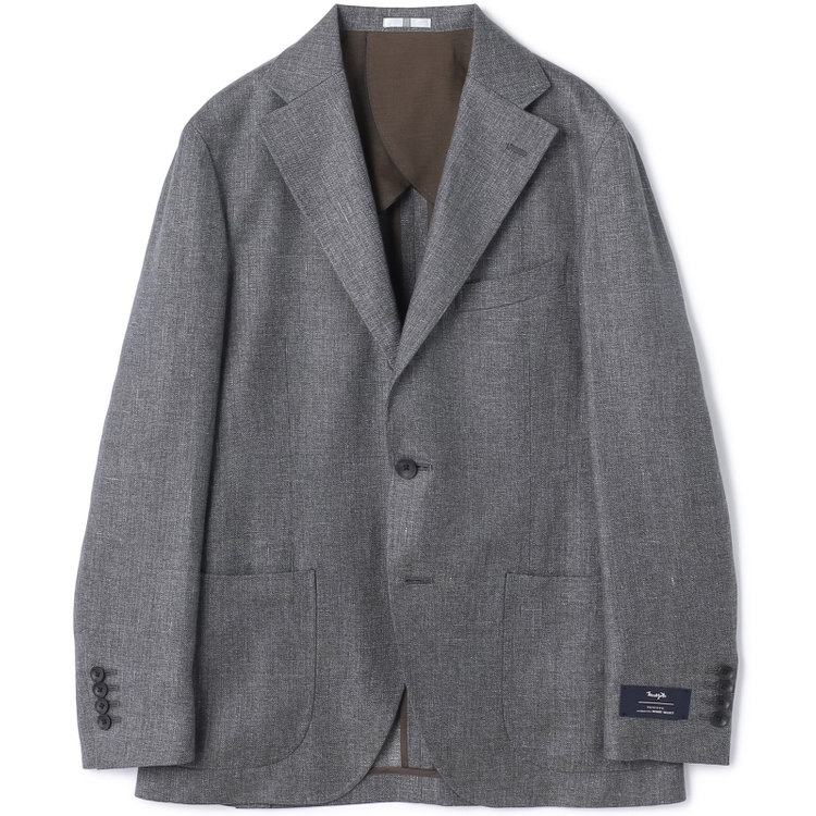 シルバーライン 【CLASSICO TAPERED】【春夏】リネンブレンド3釦段返りシングルジャケット/グレー/パッチポケット/MARZOTTO グレー中間