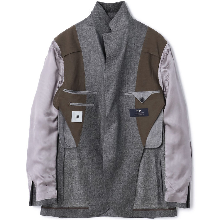 シルバーライン 【CLASSICO TAPERED】【春夏】リネンブレンド3釦段返りシングルジャケット/グレー/パッチポケット/MARZOTTO グレー中間