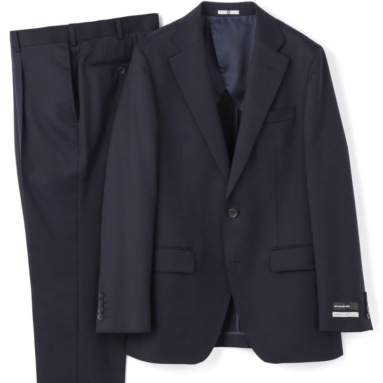 スーツセレクト 【発送在庫あり】【CLASSICO TAPERED】【年間】2釦シングルスーツ 1タック/ネイビー/NEW ZEALAND WOOL/※裾上げ必要 紺中間