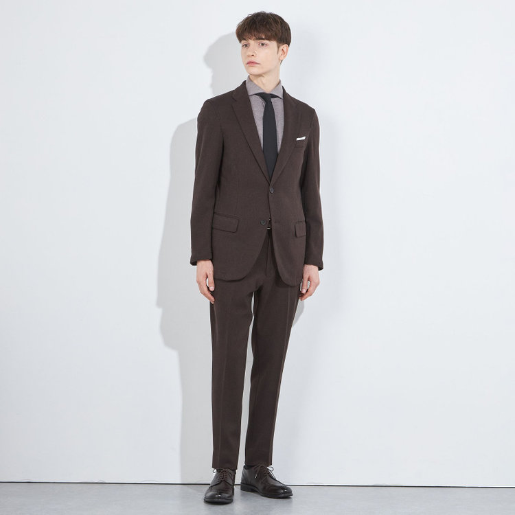 ソノタ 【BLACK LINE】【秋冬】ドローコード0タックパンツ/ブラウン/ウエストシャーリング仕様/※裾上げ済み仕様 茶中間