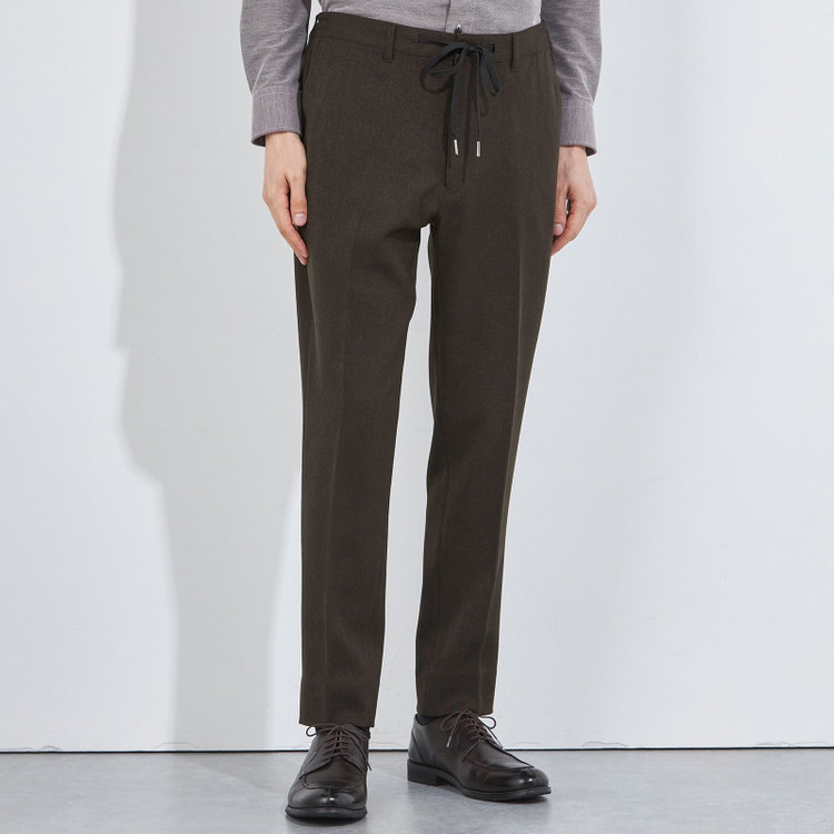 ソノタ 【BLACK LINE】【秋冬】ドローコード0タックパンツ/ブラウン/ウエストシャーリング仕様/※裾上げ済み仕様 茶中間