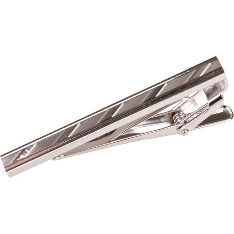 ブラックライン ネクタイピン タイクリップ 50mm×5mm/シルバー グレー淡色