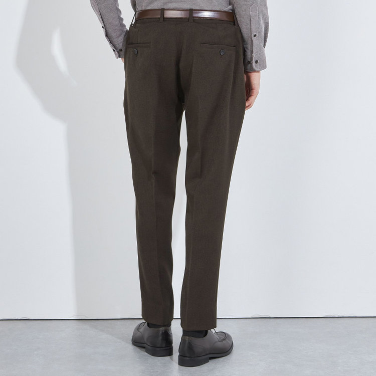 ソノタ 【BLACK LINE】【秋冬】ドローコード0タックパンツ/ブラウン/ウエストシャーリング仕様/※裾上げ済み仕様 茶中間