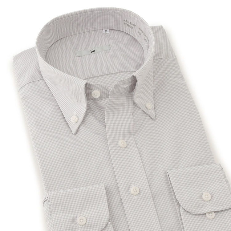 シルバーライン 【SILVER LINE】【形態安定】ボタンダウンワイシャツ/グレー＆ホワイト×チェック グレー中間