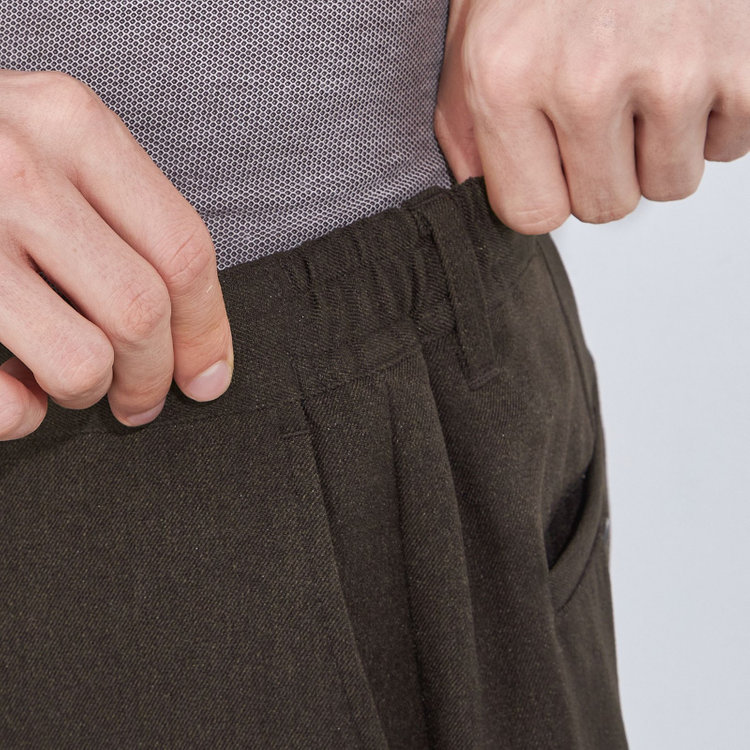 ソノタ 【BLACK LINE】【秋冬】ドローコード0タックパンツ/ブラウン/ウエストシャーリング仕様/※裾上げ済み仕様 茶中間