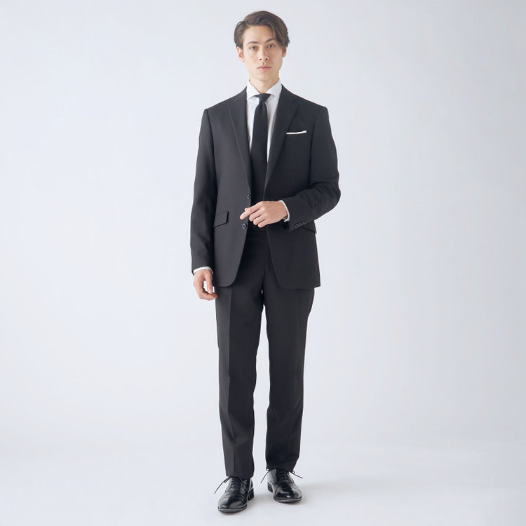 ブラックライン 【KSW】【年間】2釦シングルスーツ 0タック/ブラック×シャドーストライプ/ウォッシャブルパンツ※裾上げ必要 黒