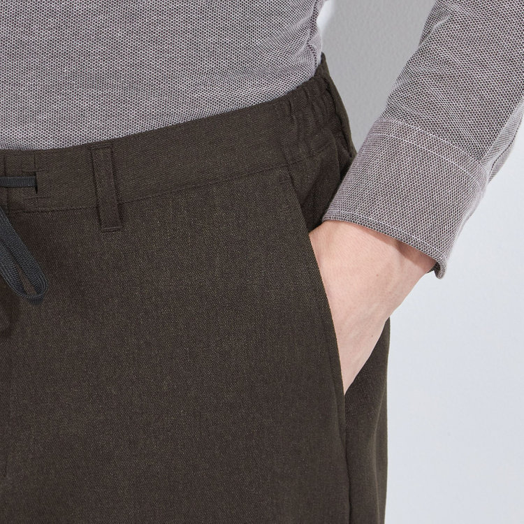 ソノタ 【BLACK LINE】【秋冬】ドローコード0タックパンツ/ブラウン/ウエストシャーリング仕様/※裾上げ済み仕様 茶中間