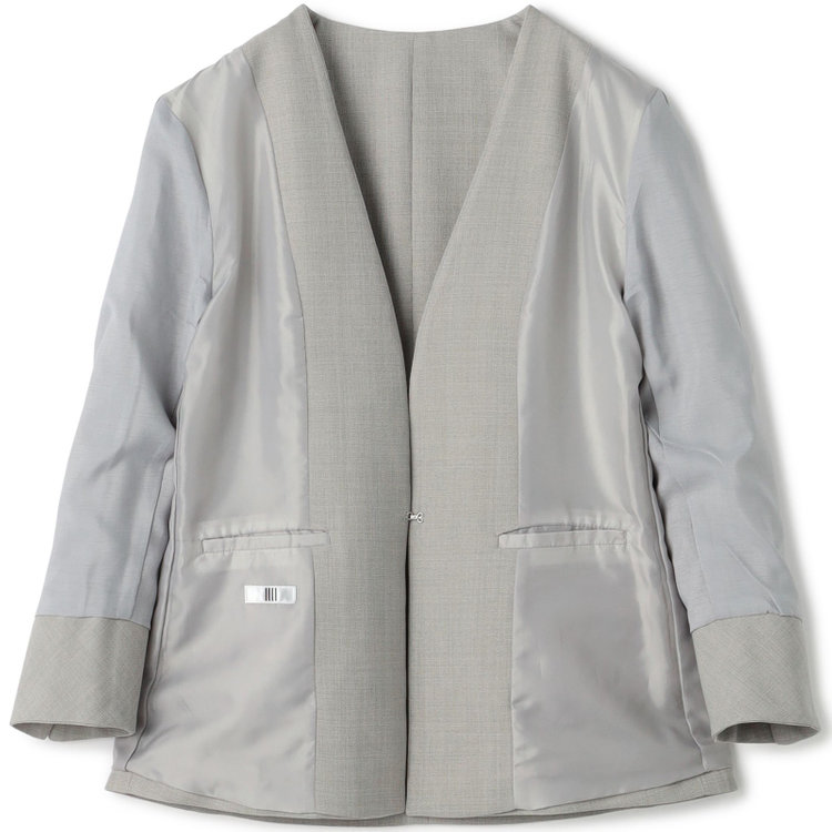 ブラックライン 【SL】【春夏】ノーカラー七分袖ジャケット/グレー/ウォッシャブル グレー系(灰)