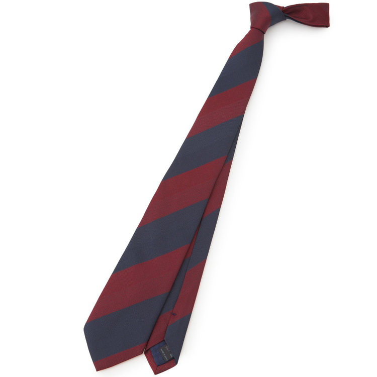 ブラックライン 【BLACK LINE】コットンシルクストライプネクタイ 7.5cm幅/ネイビー×ワイン/ITALIAN FABRICS その他