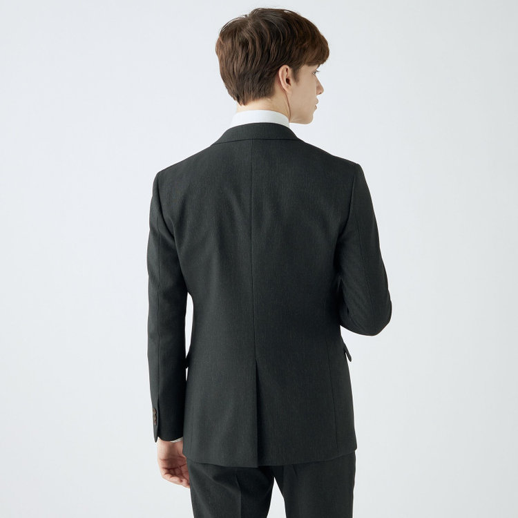 ブラックライン 【SLIM TAPERED_2】【秋冬】2釦シングルスリーピーススーツ 0タック/グリーン/ウエストシャーリング/4S SUSTAINABILITY&ECOLOGY FABRIC/※パンツ裾上げ済仕様 緑濃色