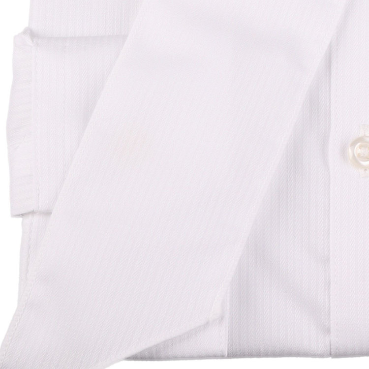 シルバーライン 【SL/長袖】レギュラーカラーブラウス/ホワイト×ドビーストライプ/リボンタイ付 白