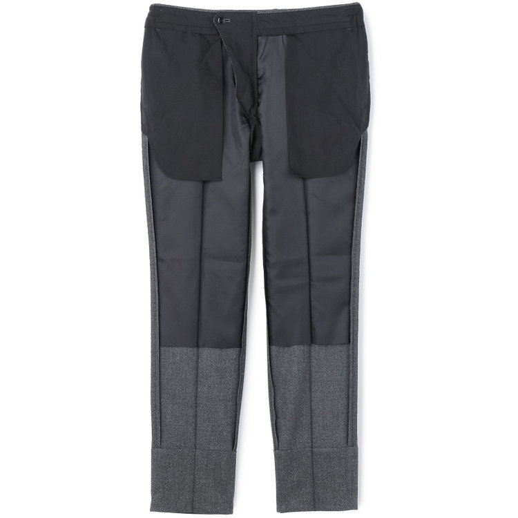 ブラックライン 【SLIM TAPERED_2】【秋冬】2釦シングルスーツ 0タック/グレー×ツイル/ウエストシャーリング/4S SUSTAINABILITY&ECOLOGY FABRIC/ウォッシャブル/※パンツ裾上げ済仕様 グレー中間