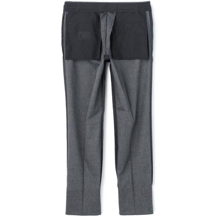 ブラックライン 【SLIM TAPERED_2】【秋冬】2釦シングルスーツ 0タック/グレー×ツイル/ウエストシャーリング/4S SUSTAINABILITY&ECOLOGY FABRIC/ウォッシャブル/※パンツ裾上げ済仕様 グレー中間