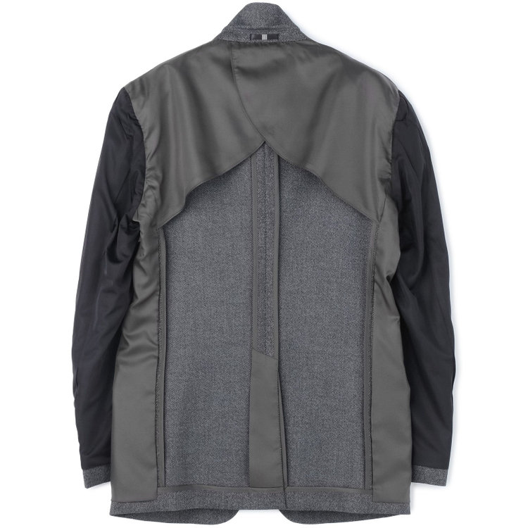 ブラックライン 【SLIM TAPERED_2】【秋冬】2釦シングルスーツ 0タック/グレー×ツイル/ウエストシャーリング/4S SUSTAINABILITY&ECOLOGY FABRIC/ウォッシャブル/※パンツ裾上げ済仕様 グレー中間