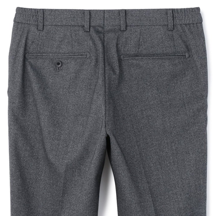 ブラックライン 【SLIM TAPERED_2】【秋冬】2釦シングルスーツ 0タック/グレー×ツイル/ウエストシャーリング/4S SUSTAINABILITY&ECOLOGY FABRIC/ウォッシャブル/※パンツ裾上げ済仕様 グレー中間