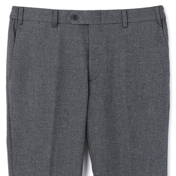 ブラックライン 【SLIM TAPERED_2】【秋冬】2釦シングルスーツ 0タック/グレー×ツイル/ウエストシャーリング/4S SUSTAINABILITY&ECOLOGY FABRIC/ウォッシャブル/※パンツ裾上げ済仕様 グレー中間
