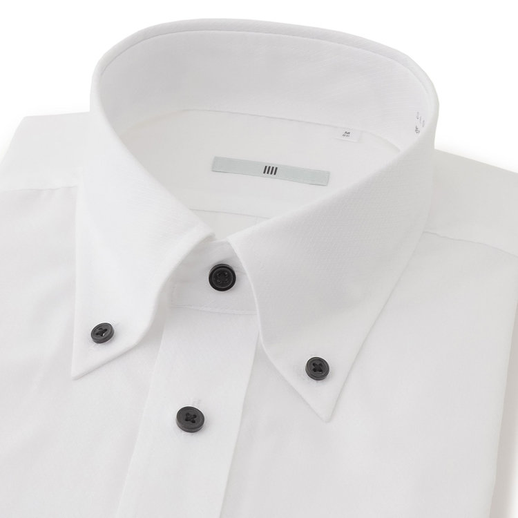 シルバーライン  【SILVER LINE】【形態安定】ボタンダウンカラーワイシャツ/ホワイト×ドビー/釦：ブラック 白