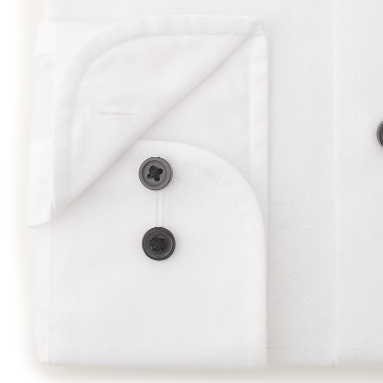 シルバーライン  【SILVER LINE】【形態安定】ボタンダウンカラーワイシャツ/ホワイト×ドビー/釦：ブラック 白