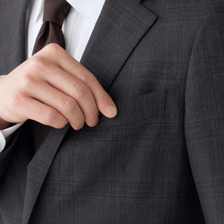 シルバーライン 【発送在庫あり】【CLASSICO TAPERED】【秋冬】2釦シングルスーツ 1タック/ブラウン×チェック/REDA ACTIVE/NEW ZEALAND MERINO/SHOWER CLEAN/※裾上げ必要 茶濃色