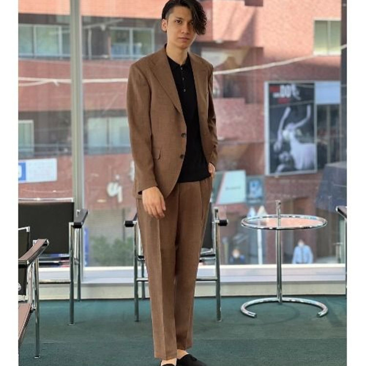 スーツセレクト 【発送在庫あり】【RBC】【春夏】3釦シングルスーツ 2タック/ブラウン/ドローコード&ウエストシャーリング/※パンツ裾上げ済仕様 ブラウン系(茶)