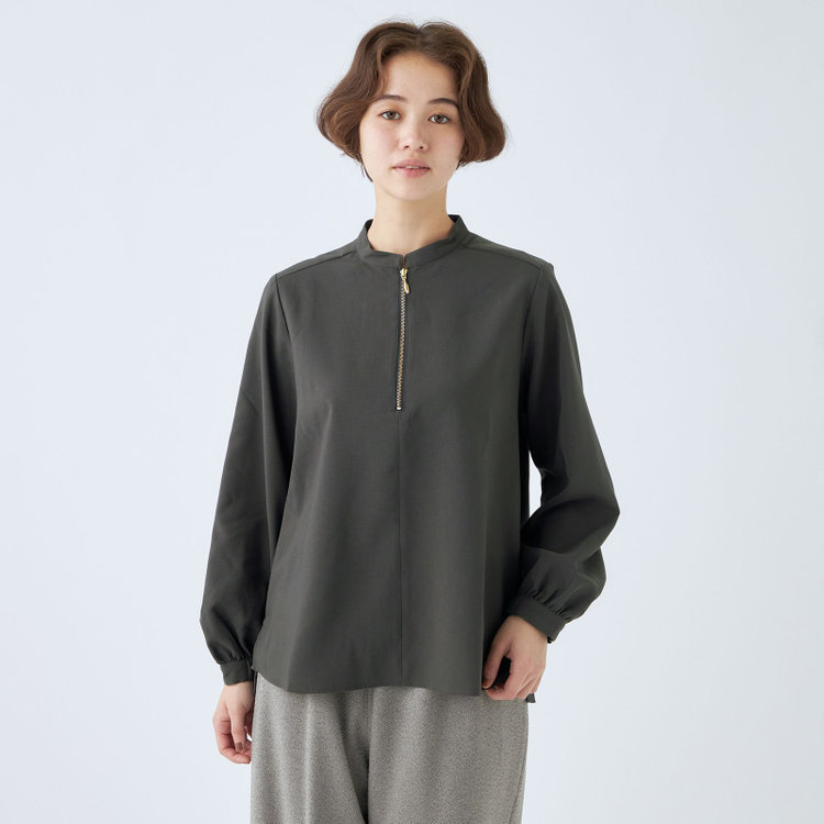 シルバーライン 【SL/長袖】ハーフゴールドジッププルオーバー/ダークグレー グレー濃色