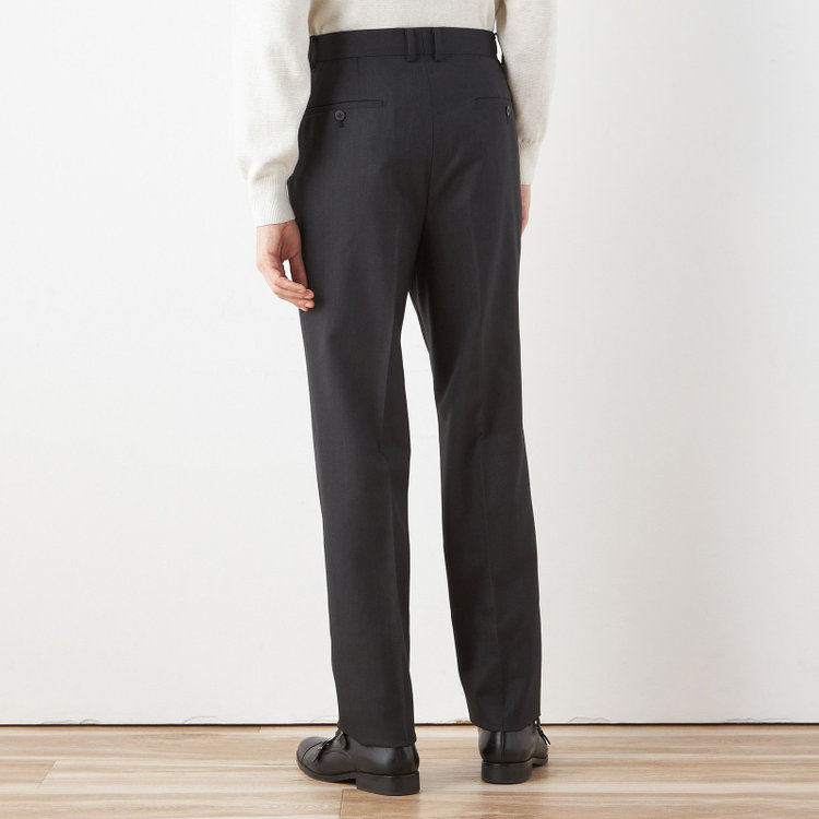 ソノタ 【BLACK LINE】1タックワイドシルエットパンツ/ダークグレー/NEW ZEALAND WOOL MIX/※裾上げ必要 グレー濃色