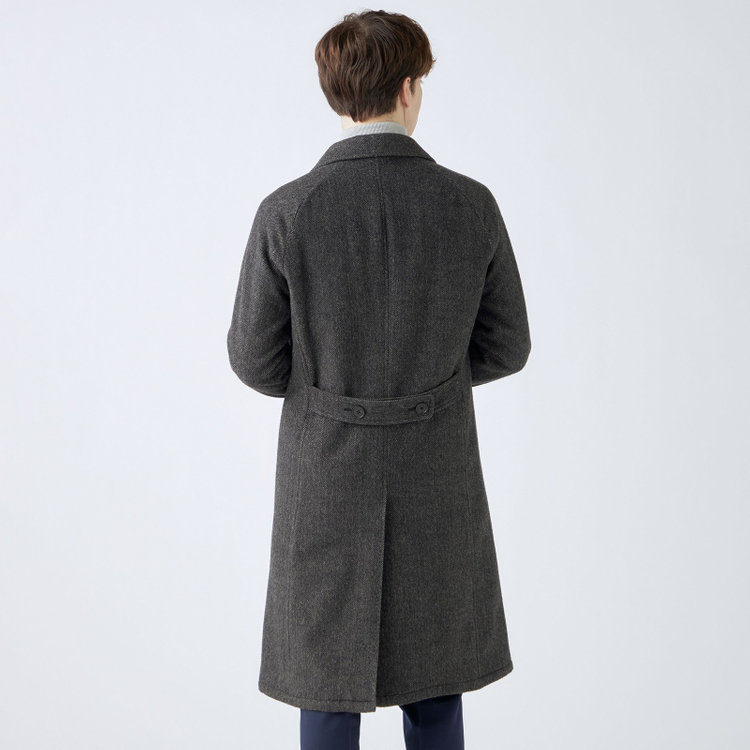 シルバーライン 【発送在庫あり】【SL】ウールブレンド ラグランダブルチェスターコート/ブラウングレー×ヘリンボーン/RE:NEWOOL 茶中間