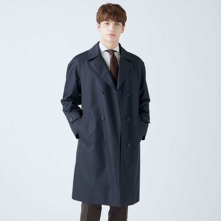 ブラックライン 【発送在庫あり】【SL】コットンブレンド ダブルトレンチベルテッドコート/ネイビー/WATERPROOF ネイビー系(紺)