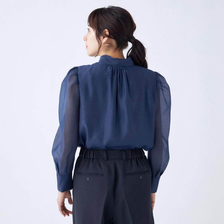 スーツセレクト 【Lady Like BLOUSE】【長袖】ボウタイブラウス/ネイビー 紺中間