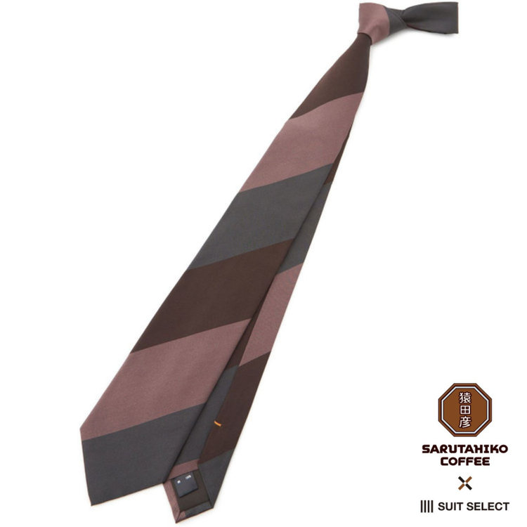 シルバーライン 【SILVER LINE】シルクストライプネクタイ 8.5cm幅/ブラウン×グレー×ダークピンク/SARUTAHIKO COFFEE その他