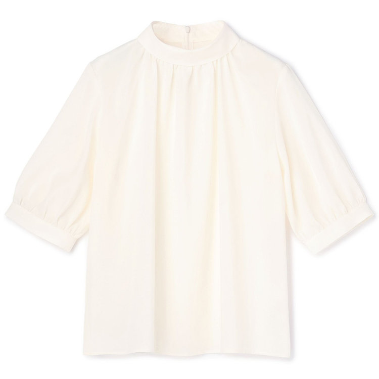 シルバーライン 【5分袖】ハイネックブラウス/アイボリー オフホワイト