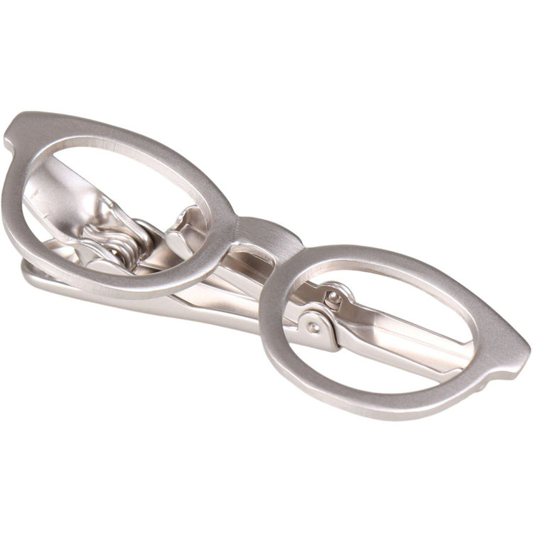 ブラックライン ネクタイピン タイクリップ 45mm×17mm/メガネ グレー淡色