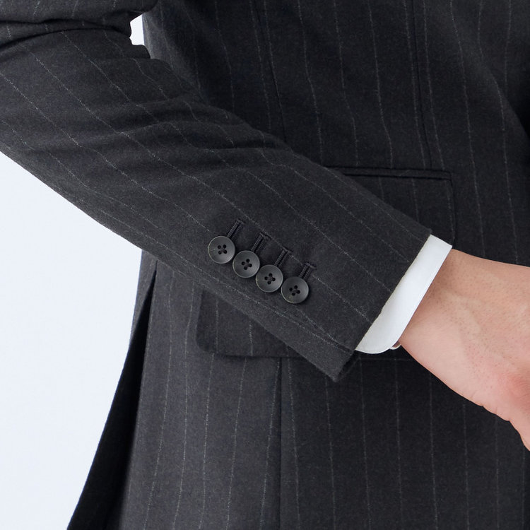 シルバーライン 【発送在庫あり】【CLASSICO TAPERED】【秋冬】6釦2掛けダブルスーツ 2タック/グレー×ストライプ/MARZOTTO/※裾上げ必要 グレー濃色