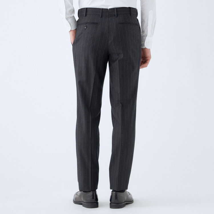 シルバーライン 【発送在庫あり】【CLASSICO TAPERED】【秋冬】6釦2掛けダブルスーツ 2タック/グレー×ストライプ/MARZOTTO/※裾上げ必要 グレー濃色