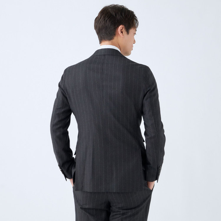 シルバーライン 【発送在庫あり】【CLASSICO TAPERED】【秋冬】6釦2掛けダブルスーツ 2タック/グレー×ストライプ/MARZOTTO/※裾上げ必要 グレー濃色