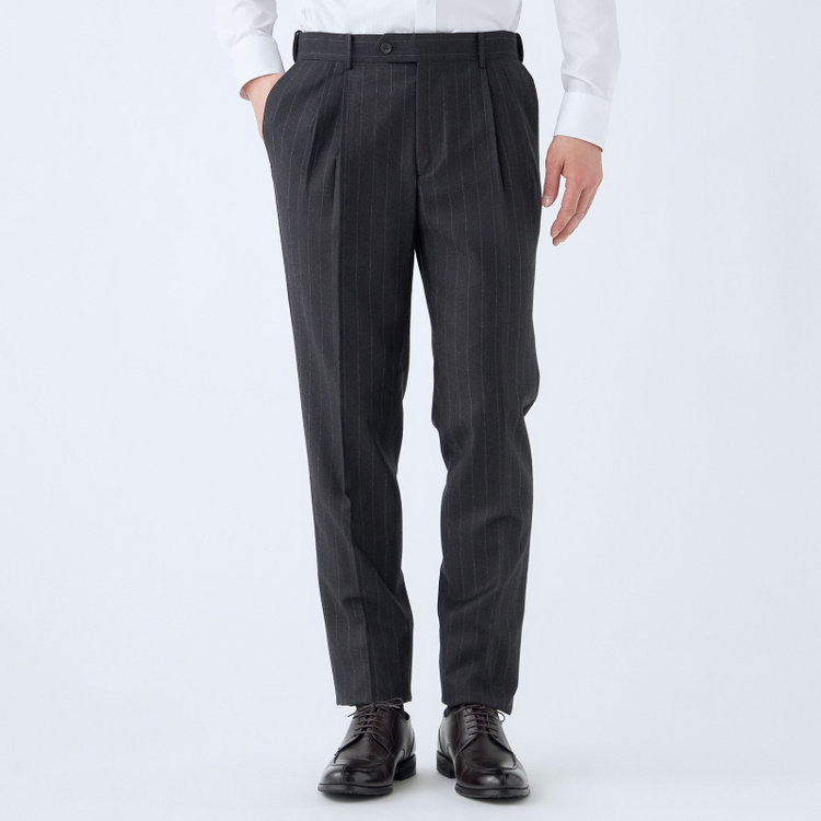 シルバーライン 【発送在庫あり】【CLASSICO TAPERED】【秋冬】6釦2掛けダブルスーツ 2タック/グレー×ストライプ/MARZOTTO/※裾上げ必要 グレー濃色