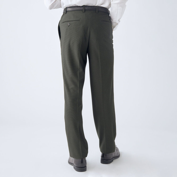 シルバーライン 【CLASSICO TAPERED】【春夏】1タックテーパードパンツ/カーキ/ウエストシャーリング仕様/4S SUSTAINABILITY&ECOLOGY FABRIC/※裾直し必要 緑濃色