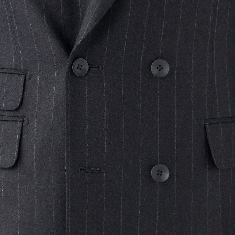 シルバーライン 【発送在庫あり】【CLASSICO TAPERED】【秋冬】6釦2掛けダブルスーツ 2タック/グレー×ストライプ/MARZOTTO/※裾上げ必要 グレー濃色