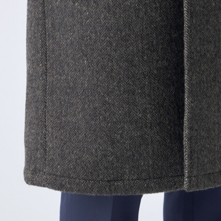 シルバーライン 【発送在庫あり】【SL】ウールブレンド ラグランダブルチェスターコート/ブラウングレー×ヘリンボーン/RE:NEWOOL 茶中間