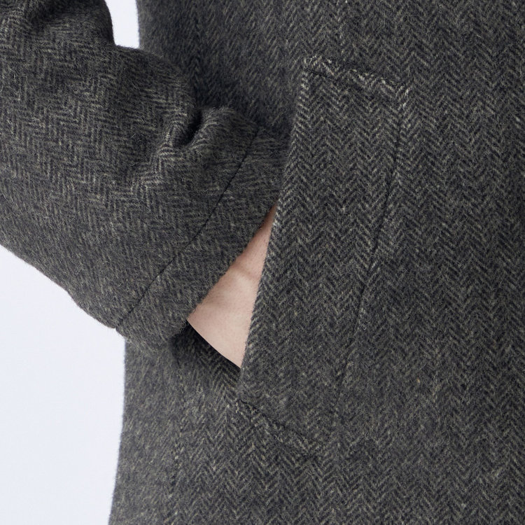 シルバーライン 【発送在庫あり】【SL】ウールブレンド ラグランダブルチェスターコート/ブラウングレー×ヘリンボーン/RE:NEWOOL 茶中間