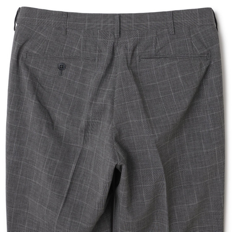 ブラックライン 【SLIM TAPERED】【春夏】0タックテーパードパンツ/グレー×チェック/ウエストムーブ/ウォッシャブル/4S SUSTAINABILITY&ECOLOGY FABRIC/※裾上げ必要 グレー中間
