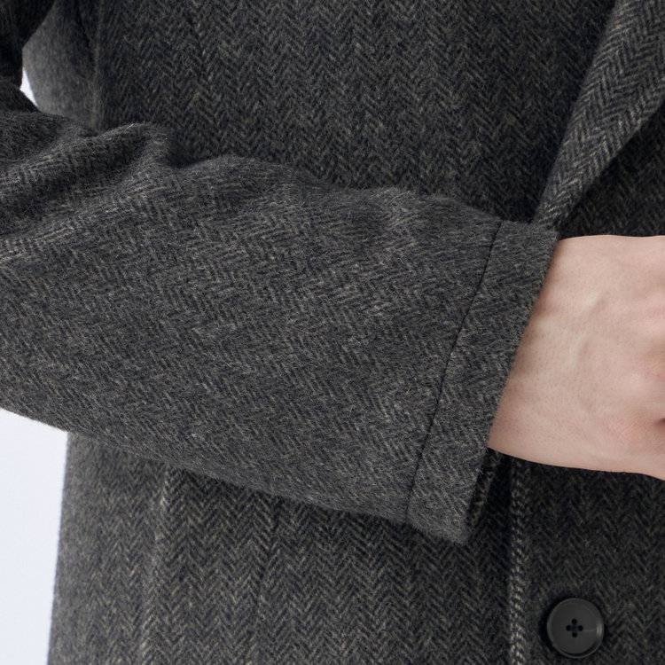 シルバーライン 【発送在庫あり】【SL】ウールブレンド ラグランダブルチェスターコート/ブラウングレー×ヘリンボーン/RE:NEWOOL 茶中間