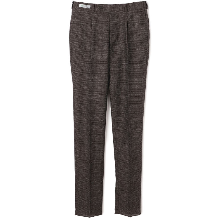 シルバーライン 【5DAYS CLOSET】【RBC】【春夏】1タックテーパードパンツ/ブラウン×チェック/ウエストムーブ仕様/4S SUSTAINABILITY&ECOLOGY FABRIC/※裾上げ必要 茶中間