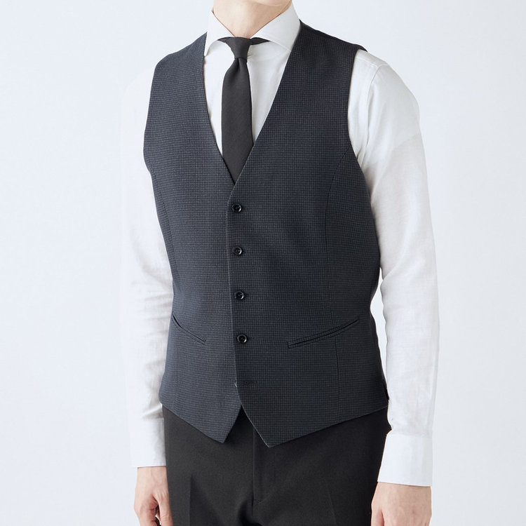 ソノタ 【WEB限定/OUTLET】【SL】ジレ(ベスト)/ネイビー×ハウンドトゥース/MOBILE HEAT 紺濃色