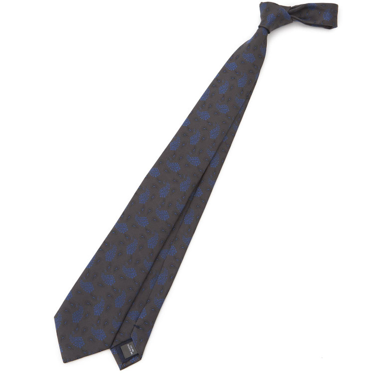 ブラックライン 【BLACK LINE】シルクブレンドペイズリーネクタイ 7.5cm幅/ブラウングレー その他