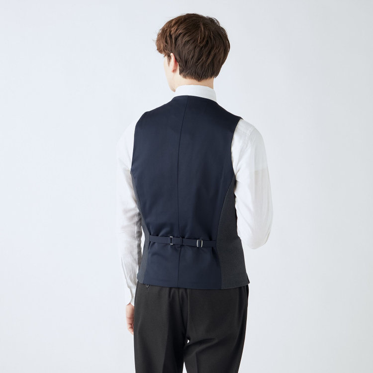 ソノタ 【WEB限定/OUTLET】【SL】ジレ(ベスト)/ネイビー×ハウンドトゥース/MOBILE HEAT 紺濃色