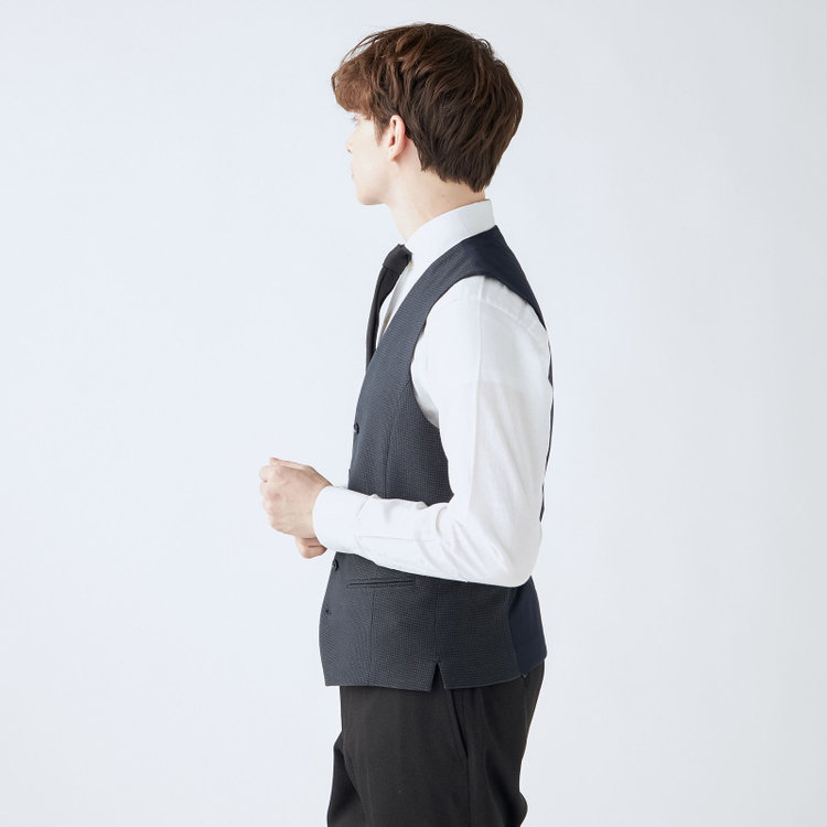 ソノタ 【WEB限定/OUTLET】【SL】ジレ(ベスト)/ネイビー×ハウンドトゥース/MOBILE HEAT 紺濃色