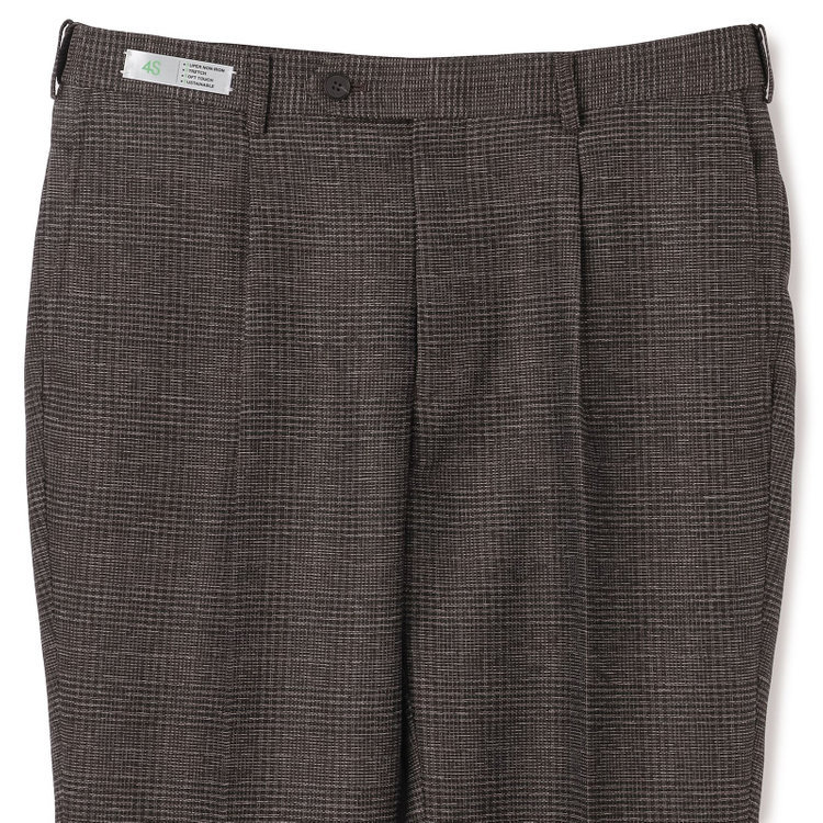 シルバーライン 【5DAYS CLOSET】【RBC】【春夏】1タックテーパードパンツ/ブラウン×チェック/ウエストムーブ仕様/4S SUSTAINABILITY&ECOLOGY FABRIC/※裾上げ必要 茶中間