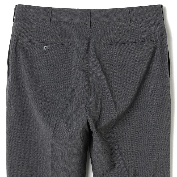 ブラックライン 【SLIM TAPERED】【春夏】0タックテーパードパンツ/グレー×ハウンドトゥース/ウエストムーブ/4S SUSTAINABILITY&ECOLOGY FABRIC「ウォッシャブル」「ストレッチ」/※裾上げ済み仕様 グレー中間